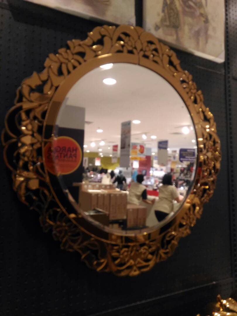 Cermin Bundar Frame Floral